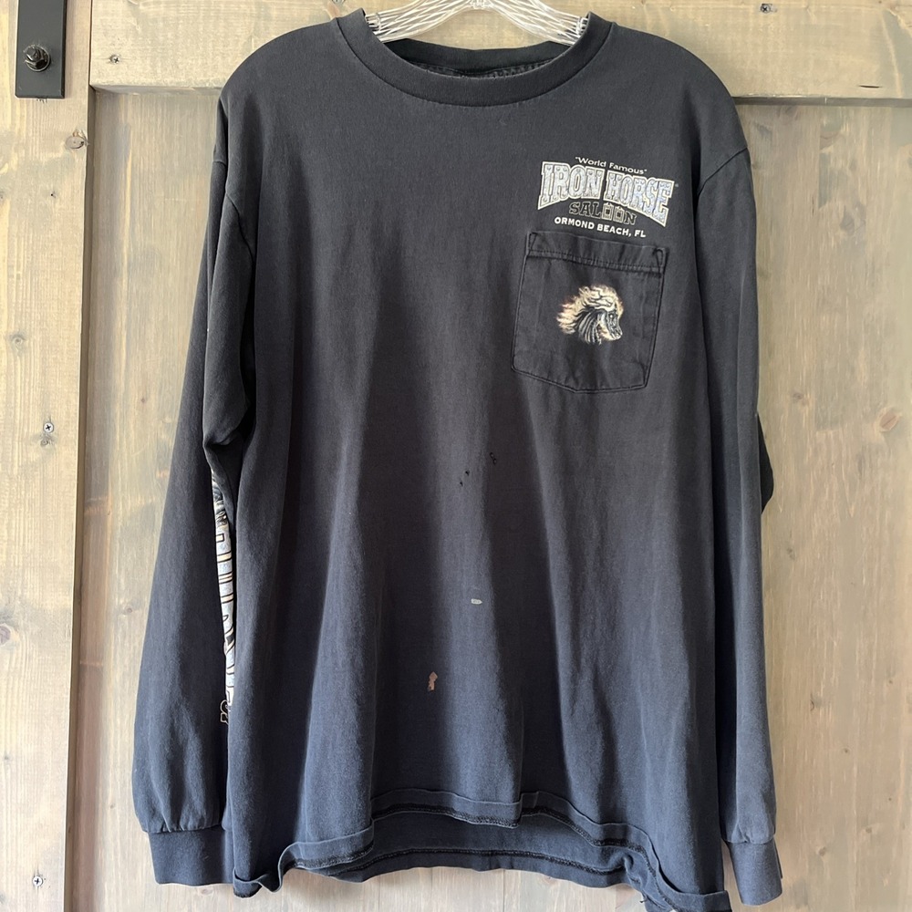 Iron Horse Saloon Long Sleeve Shirt Mens XL Black Bike Week 2007 USA Harley
